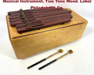 Lot 775 PRO DRUM Percussion Center Musical Instrument. Two Tone Wood. Label Philadelphia Co. 