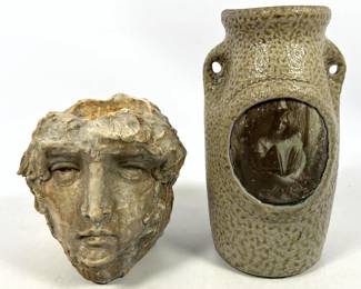 Lot 655 2pcs Decorative stoneware Pottery. 