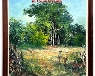 Lot 932 Foronda Acrylic Painting of Figures in Countryside. 