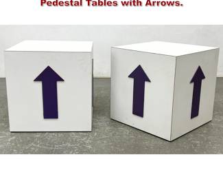 Lot 1182 Pair Decorative Laminate Cube Pedestal Tables with Arrows.