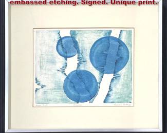 Lot 1032 HARRIET HOCKBERG Beyond embossed etching. Signed. Unique print. 