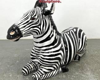 Lot 621 Extra Large Italian Ceramic Zebra Sculpture. 