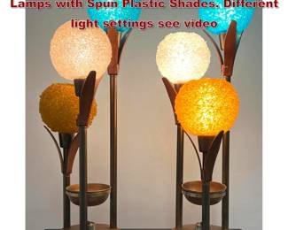 Lot 845 Vintage Mid Century Modern Table Lamps with Spun Plastic Shades. Different light settings see video 