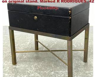 Lot 789 Leather Campaign style writing desk on original stand. Marked R RODRIQUES, 42 Piccadilly. 