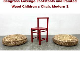 Lot 1102 3pc Lot. Vintage Ikea Woven Seagrass Lozenge Footstools and Painted Wood Children s Chair. Modern S
