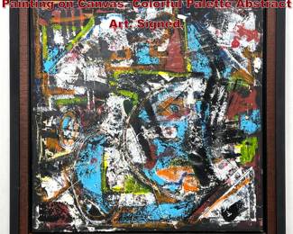 Lot 938 Large DENNIS SAKELSON Modernist Painting on Canvas. Colorful Palette Abstract Art. Signed. 