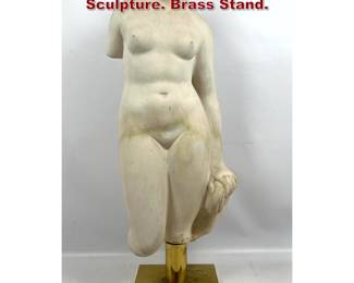 Lot 668 Cast Plaster Nude Female Figural Sculpture. Brass Stand. 