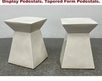 Lot 1166 Pr Glazed Porcelain Geometric Display Pedestals. Tapered Form Pedestals. 