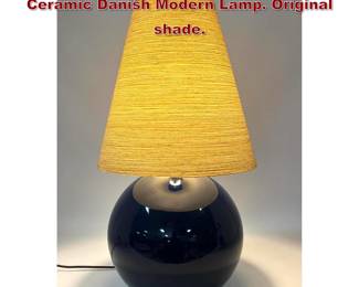 Lot 726 Lotte and Gunnar Bostlund Glazed Ceramic Danish Modern Lamp. Original shade. 