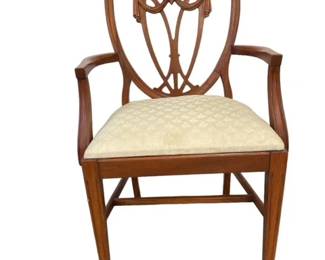 $80 USD      Duncan Phyfe Style Carved Wood Shield Back Arm Chair EK221-42     Introducing the Duncan Phyfe Style Carved Wood Shield Back Arm Chair! This chair combines elegant design with sturdy construction (unlike trees in a windstorm). Enjoy a comfortable, stylish seat with the unique shield back shape. A must-have for any sophisticated and playful home.

Dimensions: 21 x 21 x 38"H   Seat = 19

Condition: Very good condition.

Local pick up Merrifield, VA.  Contact us for shipper suggestions.