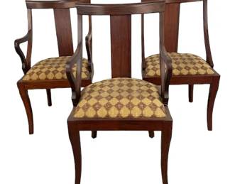 $160 USD     3 Empire Style Ethan Allen Medallion Dining Chairs EK221-72     Elevate your dining experience with our 3 Empire Style Ethan Allen Medallion Dining Chairs. Inspired by the decadent Empire era, these chairs exude sophistication and luxury. Crafted with quality and style in mind, they will add a touch of elegance to any dining room.

Dimensions:  21 x 21 x 38"H  Seat = 18"

Condition: Very good condition. 

Local pick up Merrifield, VA.  Contact us for shipper suggestions.