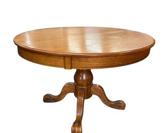 $400 USD     Oak Pedestal Round Table w 2 Leafs EK221-226    Introducing the Oak Pedestal Round Table w 2 Leafs EK221-226. Crafted with elegance and sophistication in mind, this table combines the timeless beauty of oak with the functionality of 2 removable leafs. Perfect for hosting lavish dinners or intimate gatherings, elevate your dining experience with this exclusive piece.

Dimensions: 48 x 30"H  each leaf = 11

Condition: Very Good Condition

Local pick up Merrifield, VA.  Please contact us for shipper suggestions.     https://goodbyhello.com/products/vintage-sideboard-server-ek221-225-copy?_pos=4&_sid=79946e5dc&_ss=r