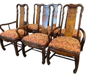 $960 USD     6 Asian Chinoiserie Ming Solid Mahogany Dining Chairs by Universal EK221-215     Elevate your dining experience with our 6 exquisite Asian Chinoiserie Ming Solid Mahogany Dining Chairs. Crafted with precision and adorned with intricate details, these chairs exude luxury and sophistication. The solid mahogany construction ensures durability and the elegant design adds a touch of cultural refinement to your dining space.

Dimensions: 24 x 23 x 41 S=18  A=24; 21 x 23 x 41

Condition: Very Good Condition.   A small amount of rub on the arms

Local pick up Merrifield, VA.  Please contact us for shipper suggestions.      https://goodbyhello.com/products/decorative-box-ek221-214-copy-1?_pos=104&_sid=1b1be3ab6&_ss=r