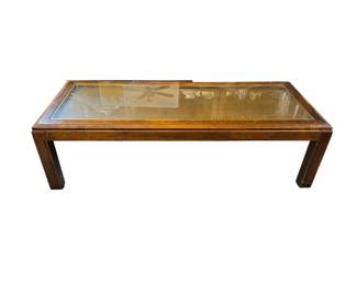 $280 USD     Vintage Caned Glass Top Coffee Table EK221-167    Indulge in the opulence of our Vintage Caned Glass Top Coffee Table, perfect for adding a touch of sophistication to any living space. The intricate caned design adds a vintage charm, while the glass top creates a luxurious and airy feel. Elevate your coffee game with this exclusive piece.

Dimensions: 52 x 21 x 15"H

Condition: Very Good Condition. 

Local pick up Merrifield, VA.  Please contact us for shipper suggestions.     https://goodbyhello.com/products/copy-of-pair-caned-galss-top-end-tables-ek221-166?_pos=32&_sid=79946e5dc&_ss=r