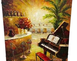 $80 USD      Artmasters Collection Piano Lounge Framed Oil Painting EK221-40    Add some musical flair to your decor with the Artmasters Collection Piano Lounge Framed Oil Painting. This playful yet sophisticated oil painting features a cozy piano lounge, adding a touch of elegance and charm to any room. Perfect for music lovers or anyone looking to elevate their interior design game.

Dimensions: 20 x 24

Condition: Very good condition.

Local pick up Merrifield, VA.  Contact us for shipper suggestions.