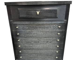 $800 USD     Mengel Mid Century Grey Chest Dresser EK221-221    Elevate your space with the Mengel Mid Century Grey Chest Dresser. Crafted with sophistication and timeless style, this piece effortlessly combines form and function. Its spacious design and sleek grey finish offer both aesthetic appeal and practical storage, making it the perfect addition to your luxurious home.

Please see our companion pieces

Dimensions: 34 x 20 x 43"H

Condition: Very Good Condition

Local pick up Merrifield, VA.  Please contact us for shipper suggestions.    https://goodbyhello.com/products/mengel-mid-century-grey-night-stand-ek221-220-copy?_pos=39&_sid=79946e5dc&_ss=r