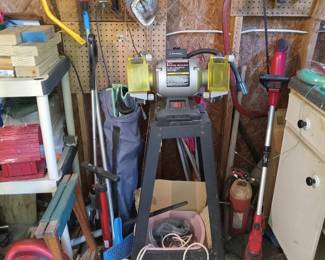 Bench grinder, weed eater