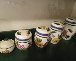 5 piece canister set with fruit motif
