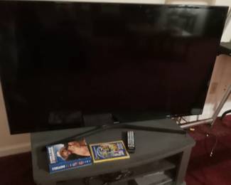 Samsung TV, media stand, DVD player