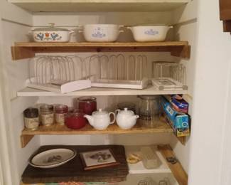 Corningware, candles, Pyrex,
