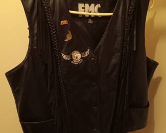 Leather biker vest front