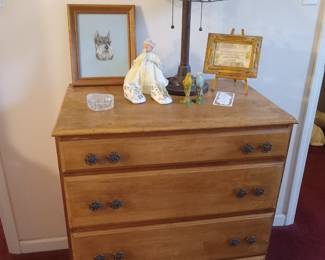 Wood dresser, needlepoint Schnauzer
