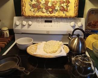 Kenmore stove, Lodge cast iron, tea kettle