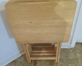 Set of 4 wood T.V. Trays with stand