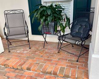Four rocker patio chairs with 2 side tables