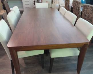 Solid wood dinging table and eight chairs