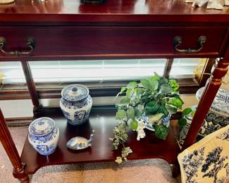 Blue & White Jars, Sm Blue and White fish tray, plant holder and Cat candle holder