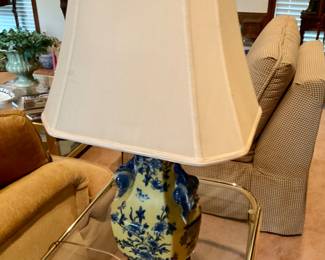 Yellow & Cobalt blue vase style lamp