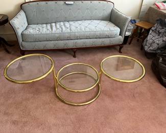 Round coffee table with Brass accents this is one option open