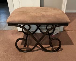 Iron Ottoman with Microfiber Seat