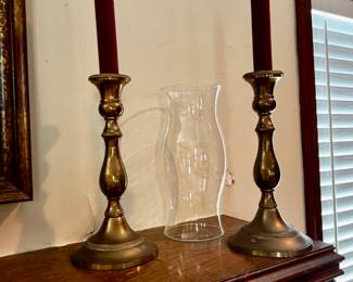 Two large brass candlesticks