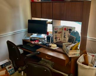 Desk with Hutch, 2 office Chairs on rollers 