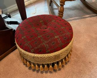 Upholstered Ottoman with Tassels 