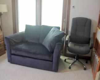 Pair of Blue Velour Loveseats