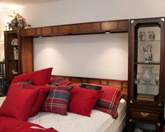 Thomasville King Bedroom Set, (Bookshelf Headboard, Mattress Set, Armoire, Chest of Drawers, Dresser with Mirror)