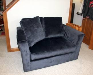 Pair of Blue Velour Loveseats