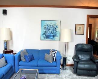 MCM Chrome Lamps and Sofa, Recliner