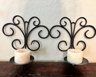 Pair of metal sconces 