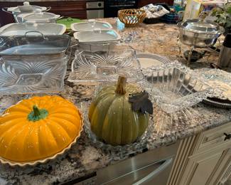 Cuisinart, Crystal, glassware, cake platters, pie dishes, silver plate