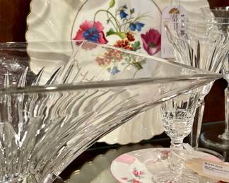 Vintage Waterford Large Clarion Pedestal Centerpiece Bowl - 20% off.  Minton Hand Painted Swirl Plates - set of 12 - 40% off