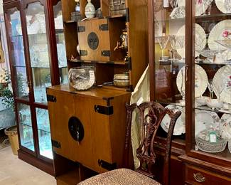 One of Pair of Maitland Smith Chippendale Style Arm Chairs