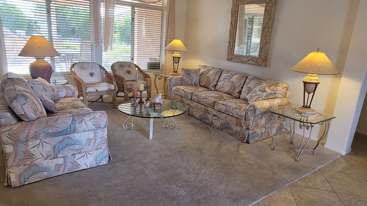 Gabriella Crespi style pencil Reed club chairs! Postmodern foliage sofa and loveseat, Postmodern foliage mirror! Very nice quality Postmodern tables and lamps!