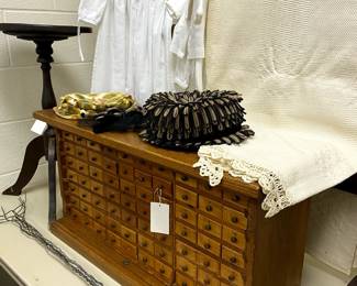 Type Cabinet, Candlestand, Linens