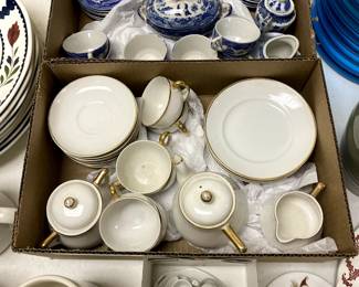 Blue WIllow Child's Teaset, Gold Banded Child's Teaset