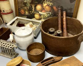 Leinbach Measure, Wool Carding Combs, Candle Mold