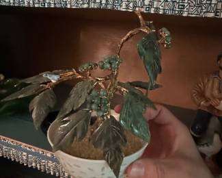 Plant/leaves are made out of Jade
